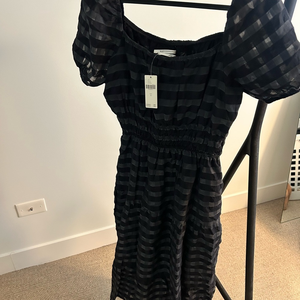 Elegant Black Striped Dress